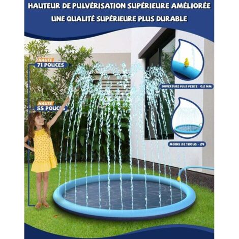 Tapis D’eau 170 Cm Pour Enfants – Splash Pad PVC Avec Motifs Alphabet Et Animaux, 3 Réglages De Hauteur, Pour Jardin Et Pelouse (bleu)