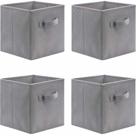 ZVD Lot de 4 cubes de rangement pliants,31 x31x31cm Boîtes de Rangement Ouvertes en Textile Non-Tissé, Tiroir en Tissu, pour jouets Vêtements (1/4)