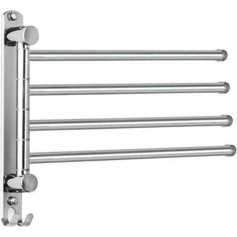 ZVD Porte-Serviettes Salle de Bain avec 4 Barres 180°Rotatives Sèche-Serviettes en Acier Inoxydable SUS304 34CM Porte Serviette Murale Sèche-Serviettes pour Salle de Bain Cuisine Lavabo- Argent (1/4)