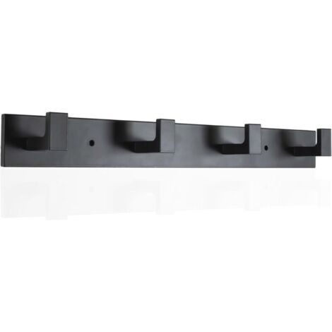 ZVD Porte-manteau mural, 4 crochets muraux, porte-manteau mural en acier inoxydable, porte-manteau mural robuste avec crochets (noir brillant, 4 crochets) (1/4)