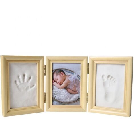 ZVD Empreintes de mains et de pieds de pleine lune de bébé pour commémorer les petits pieds du nouveau-né. Cadre photo avec empreintes de mains de bébé, souvenir du 100e anniversaire. (1/4)