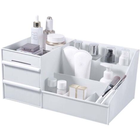 ZVD Organisateur de maquillage de bureau tiroirs, produits de beauté coffre de rangement organisateur de bureau bureau papeterie boîte de rangement organisateur de maquillage (blanc) (1/4)