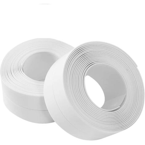 ZVD 320x3.8CM Bande de douche bande D'étanchéité Joint de douche Salle de bains joint silicone blan Ruban de masquage baignoire PE auto-adhésive cuisine Coin calfeutrage (1/5)