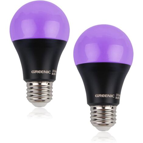 2 ampoules LED large pression 85-265V lumière violette UV ampoule noire partie fluorescente ampoule en aluminium gainée de plastique puissance 15 (1/5)