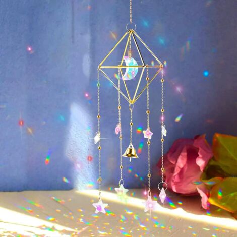 Crystal Daylighter, Prism Daylighter, Color Crystal Bead Daylighter, Rainbow Crystal Prism Wind Chime Hanging in the Window Garden Corridor (bell) (1/5)