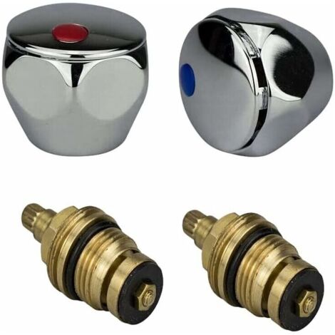 ZVD Kit de rénovation de robinet d’eau chaude et froide en métal chromé rouge et bleu - Lot de 2, 1/2''-RAPANDA