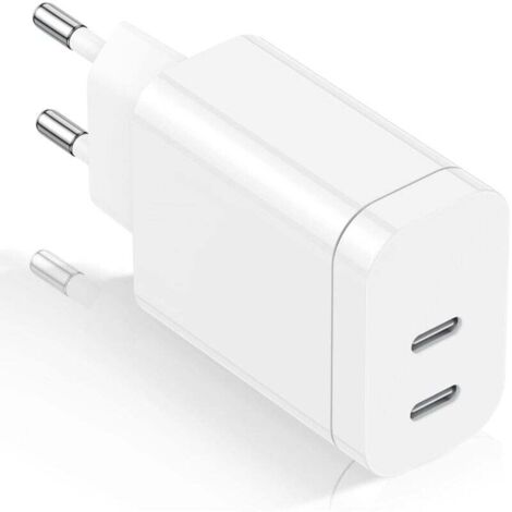 ZVD Chargeur rapide USB-C, chargeur mural 2 ports, double chargeur rapide compatible avec iPhone 15/14/14 Plus/14 Pro Max/13/12 Pro Max/Mini/11/XS/XR/X, iPad, Samsung, LG (1/4)