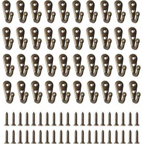 ZVD 40 Pièces Crochet de Manteau Métal Crochets de Patères Manteau de Porte, Rétro Crochet Mural Crochet Patere avec 80 Vis Pour Cuisine Salon Chambre Derrière la Porte (Bronze) (1/4)