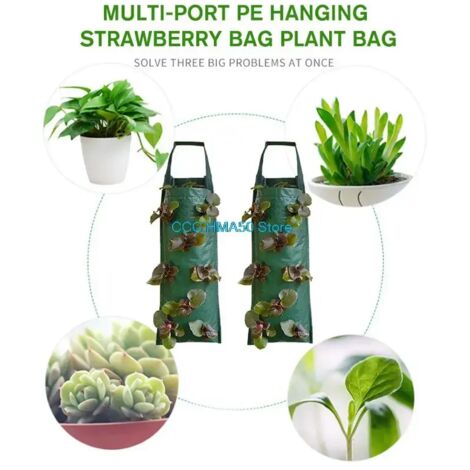 1pc Vertical Strawberry Plant Grow Bag Garden Wall Hanging 8 Planting Pots Potato Planter Bag (1/5)