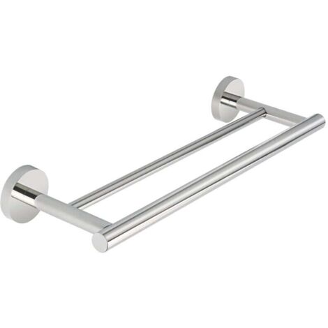 ZVD Porte-Serviettes de Salle de Bain Double Barres Anneau Porte Serviette Mural, Support Serviettes Chrome Poli en Acier Inoxydable SUS304 Fixé au Mur Longueur