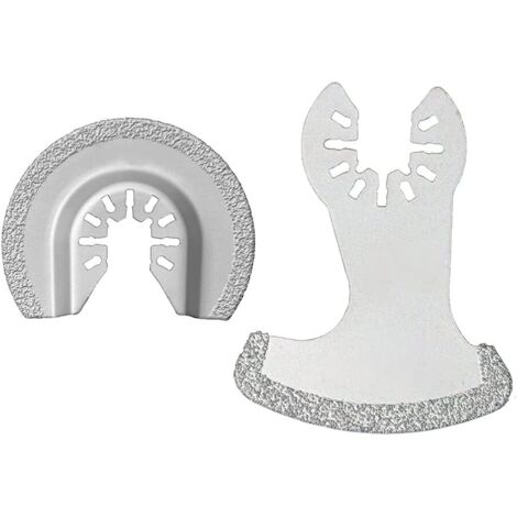Lames oscillantes Grit Lot de 2 lames diamantées multi-outils oscillantes faucille et demi-cercle pour meuler les carreaux de béton et les rainures dans les murs Cisea (1/5)