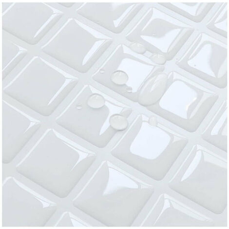 ZVD Papier Peint Carrelage Autocollant Petit Plaid blanc 24 x 24 cm Style Mosaïque Sticker Mural Film Décoratif Imperméable pour Carreaux de Mur de Salle de Bains et de Cuisine