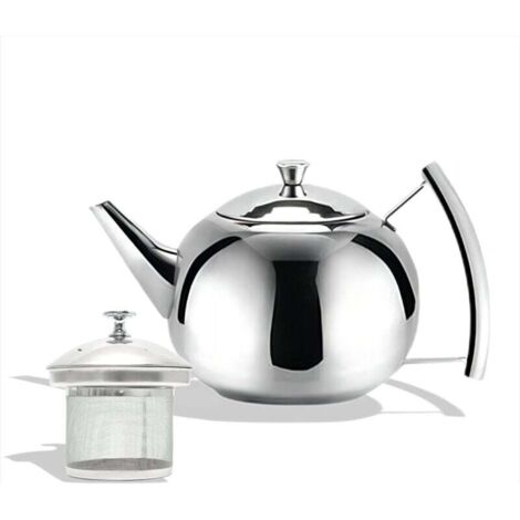 ZVD Théière en acier inoxydable avec passoire, cafetière bouilloire avec couvercle et poignée, thé biologique en vrac idéal de tous les fruits, herbes et infusion passoire pour théière 2L argent-RAPAN