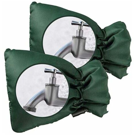 ZVD Lot de 2 housses de protection pour robinet extérieur - Protection épaisse pour robinet extérieur contre le gel - Imperméable - Vert (1/4)