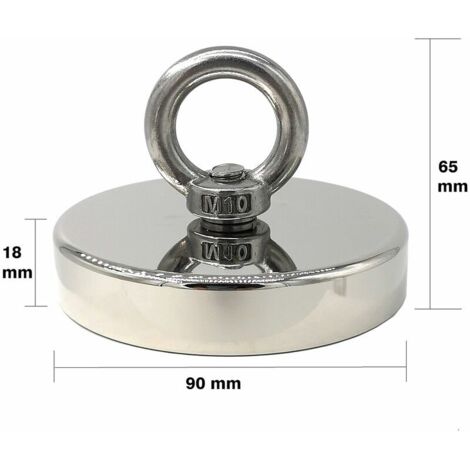 Aimant Néodyme Puissant SENSEI 300 Kg - 80 Mm Avec Anneau Écrou, Pour Levage, Pêche Magnétique, Usage Technique