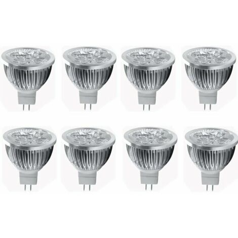 Ampoule LED MR16 4W 12V Spot LED 4W, adapté aux éclairages paysagers, culot MR16 GU5.3, 12V, 4W (équivalent halogène 35W), blanc chaud 3000K, 8 packs Cisea