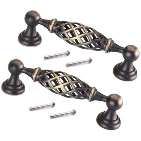 ZVD 2 Pièces Oiseaux en Métal pour Tiroirs, L'armoire Poignée de Cage, Poignée de Meuble en Bronze Antique, Poignée de Tiroir Creuse, pour Armoires de Cuisine, Tiroirs, Armoires à Portes (1/4)