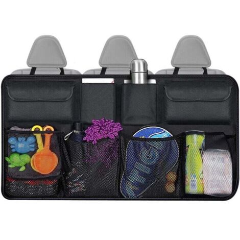 ZVD (Noir) Sac de rangement pour coffre de voiture, sac de rangement pour coffre de voiture avec 9 poches, sac de coffre de voiture avec élastique solide pour SUV (1/4)