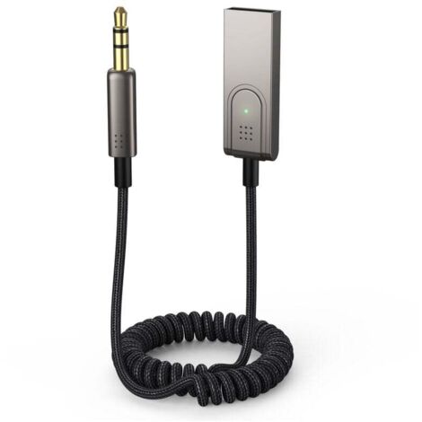 ZVD Récepteur Bluetooth 5.1 Voiture - Prise Jack 3,5mm USB Adaptateur Audio sans Fil Bluetooth avec Microphone intégré, Faible Latence, Plug et Play pour la Voiture, Diffusion de Musique (Argent) (1/4)