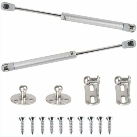 ZVD Lot de 2 vérins à gaz hydrauliques 100 N, bras pneumatique pour soulever des amortisseurs à gaz, charnières de porte d'armoire à 90 degrés avec vis pour faciliter l'ouverture des armoires de meubl (1/4)