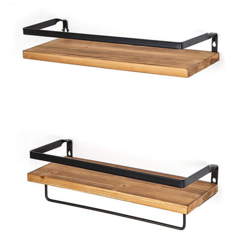 ZVD Étagère murale, lot de 2, porte-serviettes, couleur pin (1/3)