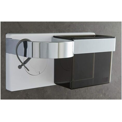 ZVD Support Sèche Cheveux Auto-Adhésif Mural Porte Lisseur avec Rangement ABS Tenue Brosses à Cheveux et Accessoires de Coiffure Adhésif Fort avec Attache de Câble Silicone (1/4)