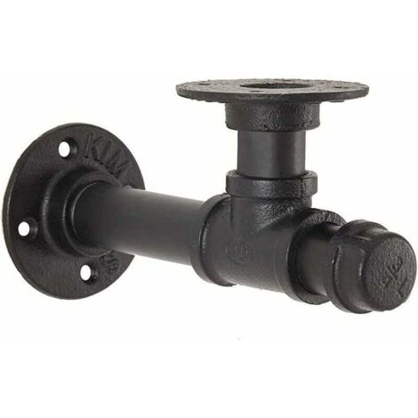 ZVD 1 pièce, support d'étagère en tuyau, support d'étagère murale de style industriel, support d'étagère noir, support mural décoratif pour décorer la cuisine, le salon, la chambre à coucher (1/4)