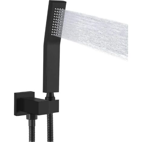 Douchette à main haute pression en acier inoxydable SUS304 avec connecteur mural et tuyau de douche de 152,4 cm, pulvérisateur à main incurvé noir mat Z-V-D (1/5)