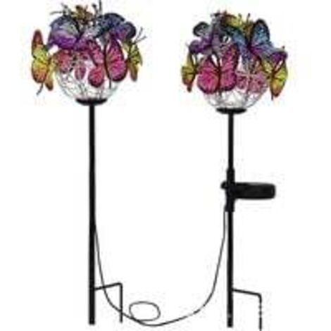Lot de 2 lampes solaires papillon pour décoration de jardin et terrasse (1/5)