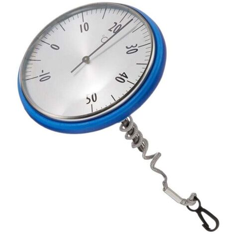 ZVD thermomètre de piscine analogique, 40.2005, adapté pour piscine et étang, acier inoxydable, lecture facile de la température de l'eau, bleu, (L) 110 x (L) 110 x (H) 138 mm (1/4)