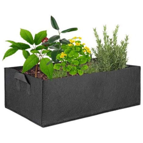 ZVD Lot de 1 jardinières carrées surélevées en tissu respirant pour fleurs et légumes (40 x 30 x 20 cm), noires (1/4)