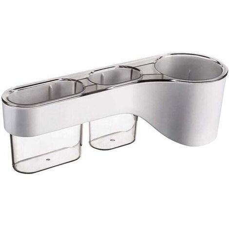 ZVD Support sèche-cheveux Kitchen-dream, support sèche-cheveux sans perçage, support sèche-cheveux avec 2 compartiments de rangement, rangement salle de bain gris (1/4)