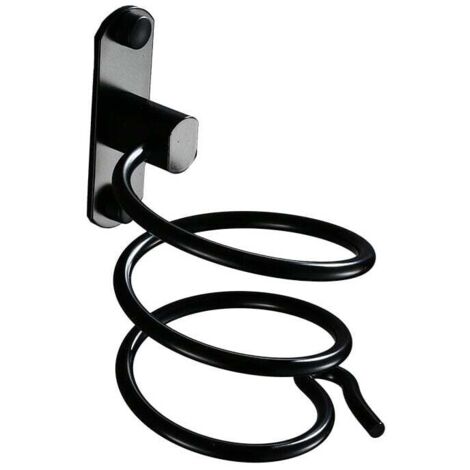 ZVD 1PCS noir Support pour sèche-cheveux pour montage mural avec perçage - Pour hôtel, salle de bain, WC, barbier Aluminium, finition mate (1/4)