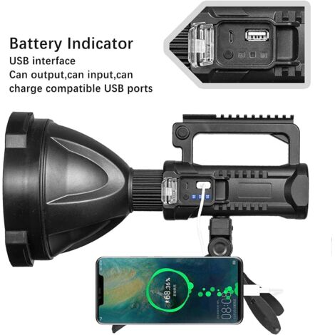 Lampe Frontale LED Rechargeable 8000 Lumens - 800m Portée - Capteur Mouvement - Idéale Randonnée, Vélo, Pêche