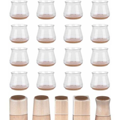ZVD Protection Pied de Chaise, Patins pour Meubles pour Sols en Bois Dur, Protection Pied de Chaise Silicone pour Protéger Le Sol des Rayures et du Bruit, Transparents/16 PCS - Petit (1/4)