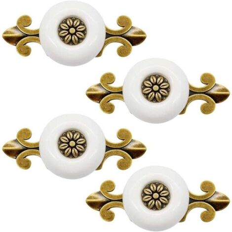 ZVD 4 pièces Poignée en Céramique Poignée de Porte avec vis de 2.5cm, Blanc, Vintage Poignée D'armoire Classique Poignée de Tiroir Pour Cuisine Salon Chambre (1/4)