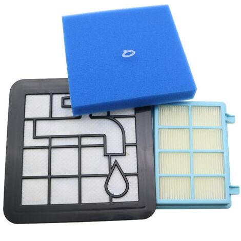 Filtre Lavable Power Pro Compact Lot De 2 Filtres Pour Philips Power Pro Compact/City/Active - Filtre Moteur + Mousse + HEPA - Lavables Filtre FC8010 FC9332 FC9555