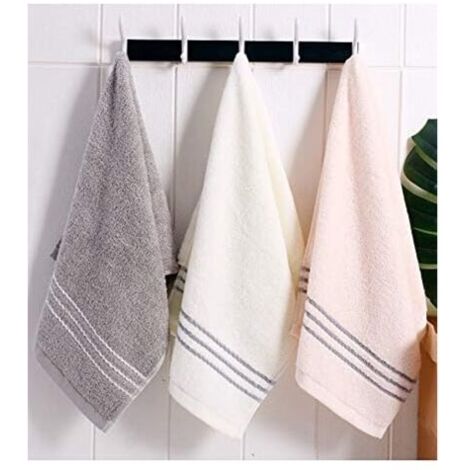 ZVD Ensembles de serviettes 3 essuie-mains serviettes de bain 34x74 cm serviettes en coton lingettes roses, blanches et grises serviettes absorbantes pour cuisine salle de bain (1/5)