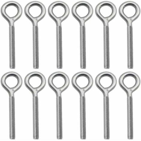 ZVD Lot de 12 Boulons- M5 à Oeil en 304 Acier Inoxydable Vis à Anneau Piton à Visser pour Balançoire Machine Extérieure