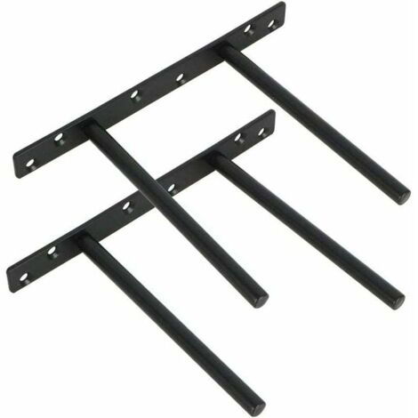ZVD Lot de 2 Support pour Étagère Flottante Invisible Support en Métal pour Tablette Flottante en Bois Dissimulé à Fixation Murale, Finition Noire Mate en Acier Inoxydable, 2 Pcs (1/4)