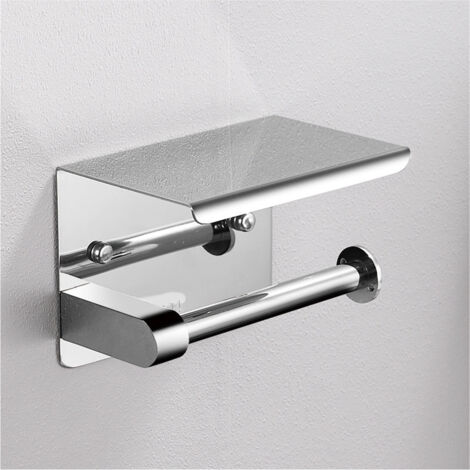 Toilet Paper Holder with Shelf Wall Mounted Toilet Paper Holder Mirror Stainless Steel Toilet Tissue Dispenser for Bathroom and Toilet