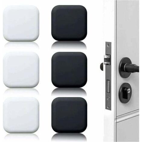 ZVD Butée de porte murale blanche/noire 45 mm x 45 mm, lot de 6, butées de porte en caoutchouc auto-adhésives, butées de poignée de porte, butées murales pour poignées de porte contre butées de porte (1/4)