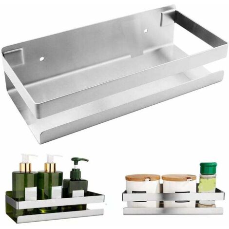 No Drilling Shower Shelf, Upgraded Version, Super Strong Self-Adhesive Adhesive Ensures a Perfect Hold of the Stainless Steel Bathroom Shelf (Silver) (1/5)