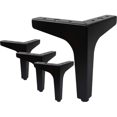 Set of 4 Furniture Legs Load Up to 600 KG, 10cm Modern Metal Triangle Shaped Table Leg, Hairpin Furniture Leg for Cupboard, Sofa, with 16 Screws and 4 Leg Protectors, Black (1/5)