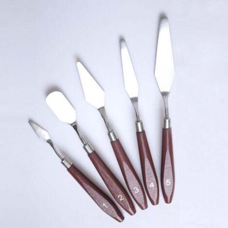 ZVD Couteaux à Peindre en Acier Inoxydable, Grattoir à Peinture à l'huile, Ensemble de Spatules pour la Peinture Acrylique et la Peinture à l'huile, 5 Pièces (1/4)