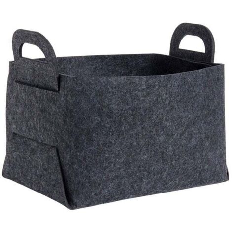 ZVD Petit panier de rangement chien jouet panier en tissu feutre boîte de rangement avec poignée panier - cadeau vide pliant panier de rangement, noir
