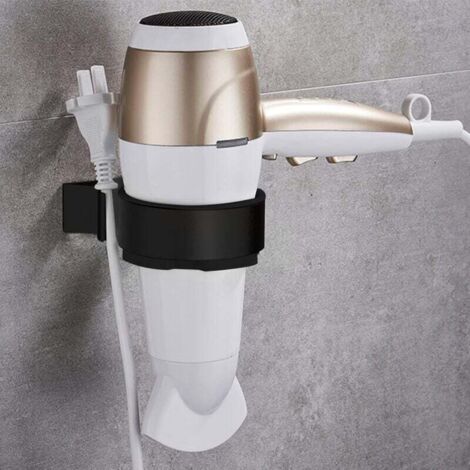 ZVD Support de sèche-cheveux en aluminium autocollant, support de fer à lisser sans Perçage, accessoires de salle de bain avec support de câble, noir-Fei Yu (1/4)