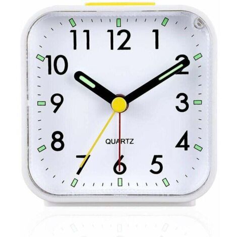 ZVD Réveil analogique silencieux sans tic-tac, réveil en douceur, bips sonores, augmentation du volume, fonctions de répétition et d'éclairage à piles, réglage facile, blanc, Ensoleillé (1/4)