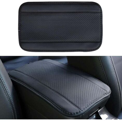 ZVD Coussin universel pour accoudoir de voiture (noir) 32cmX19cm, fibre de cuir embossée double ligne antidérapante pour accoudoir (1/4)