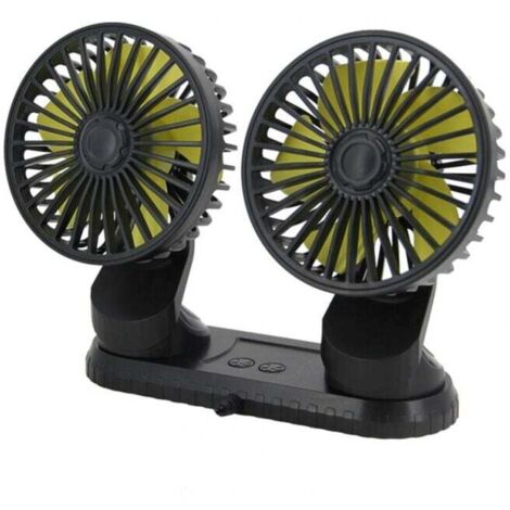 ZVD Ventilateur de voiture d'été 10W, alimenté par USB, multi-angle rotatif, double tête, 3 vitesses, ABS, accessoires de refroidissement de voiture (1/4)